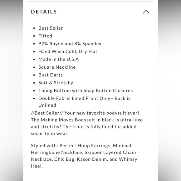 NWOT Making moves bodysuit sz M - Picture 4 of 6